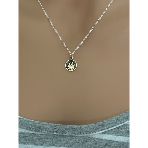 Sterling Silver Necklace with Bronze Fire Element Charm - Picture 2 of 7